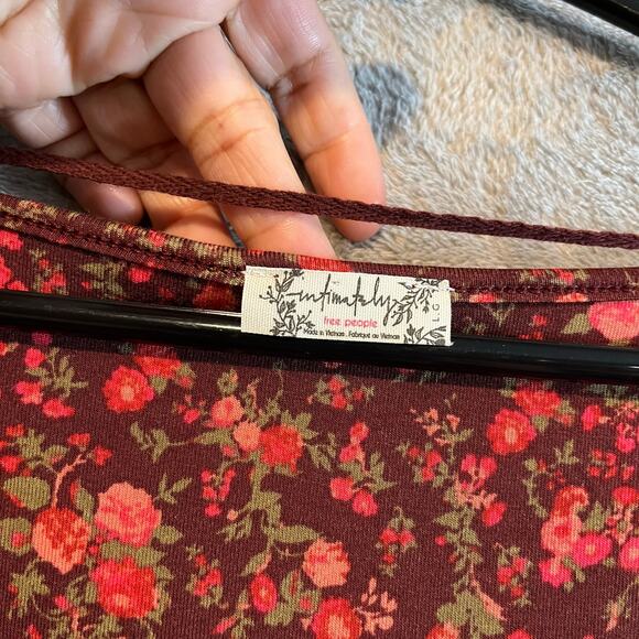 Free People Kaya‎ Floral Print Long Sleeve Bodysuit in Chocolate Combo Large - Picture 7 of 8